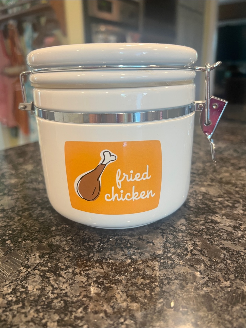 White Ceramic 'Fried Chicken' Airtight Kitchen Canister